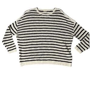 Gilli Women's M Black & White Striped  cotton Pullover Sweater Long Sleeve